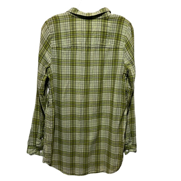 FOSSIL Green Plaid Long Sleeve Lightweight Shirt Dress Size Small - Picture 3 of 13